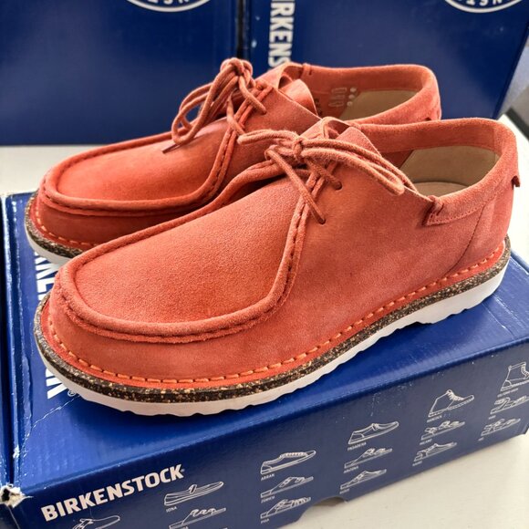 NIB | Birkenstock Suede Delano Lace Up Shoe in Coral Narrow Size EU 38 - Picture 2 of 9